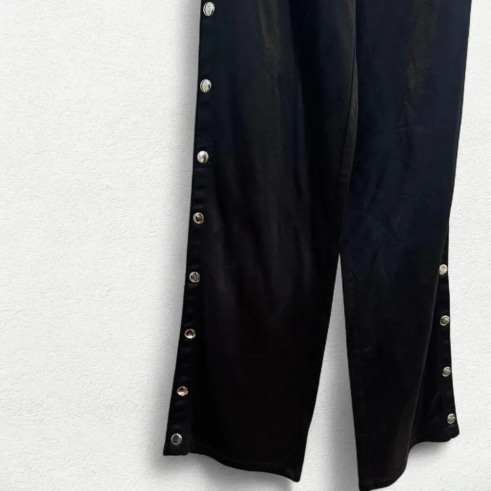 Snap On Snap Off Track Pants in Black with Silver Buttons - Picture 7 of 8